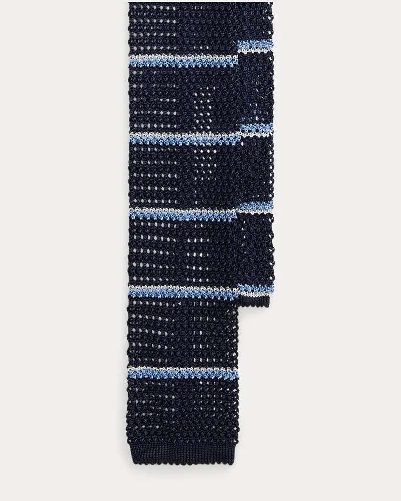 Ralph Lauren Gestreifte Strickkrawatte aus Seide Blue