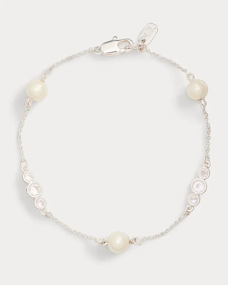 Ralph Lauren Station-Armband mit Kunstperlen Silver