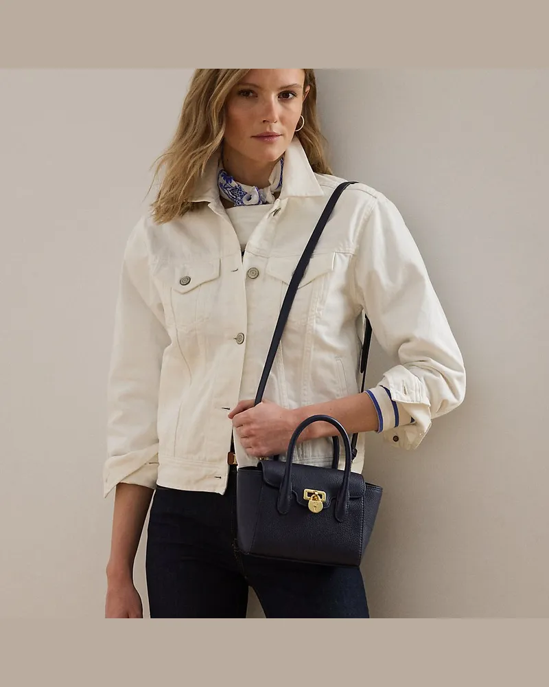 Ralph Lauren Kleine Narbenleder-Umhängetasche Tanner Blue