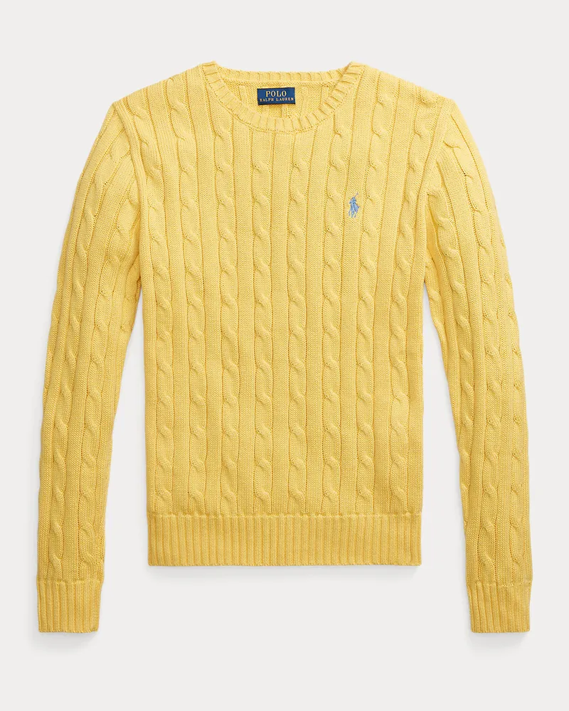 Ralph Lauren Baumwollpullover mit Zopfmuster Yellow