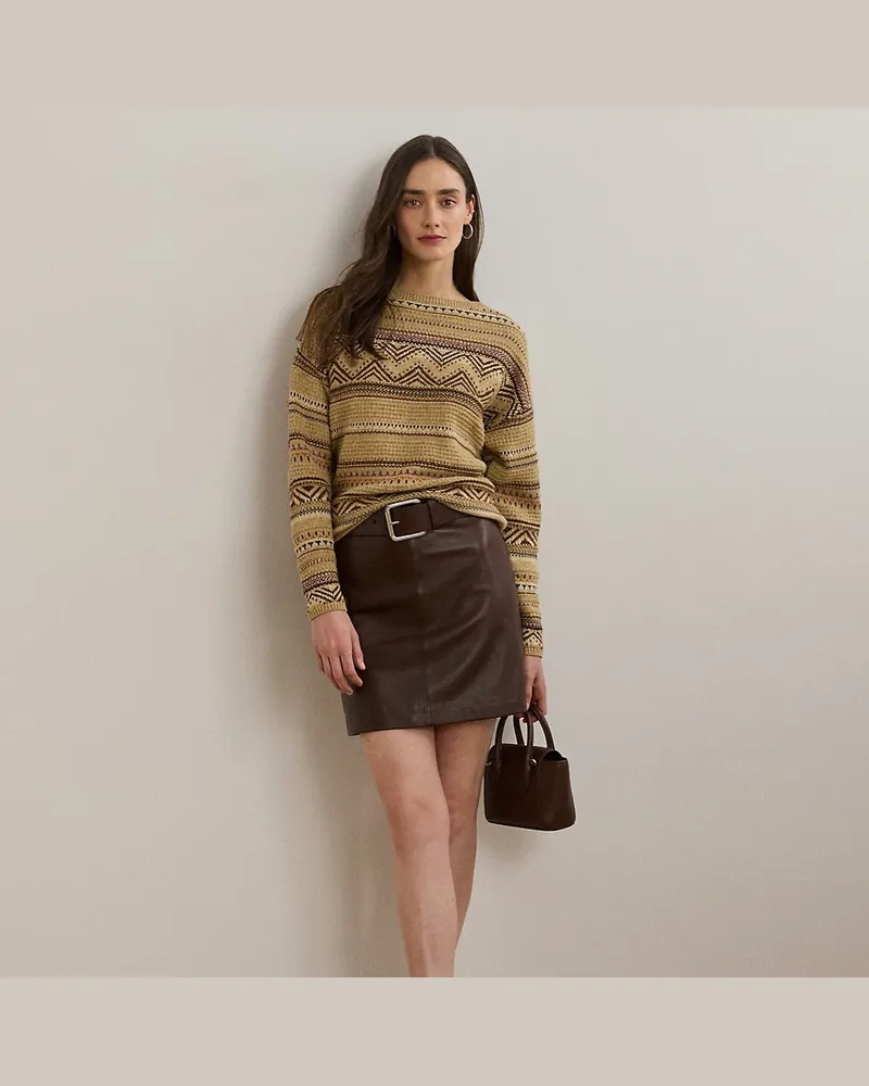 Ralph Lauren Bleistift-Minirock aus Lammleder Brown