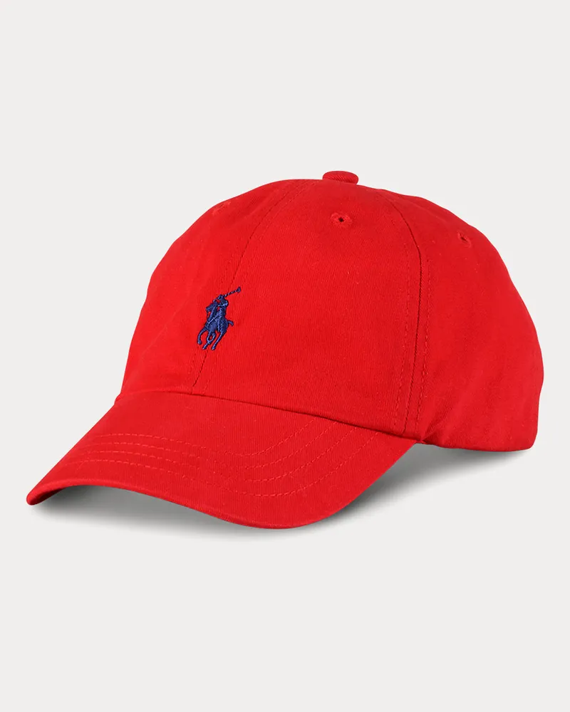 Ralph Lauren Klassische Baumwollchino-Baseballkappe Red