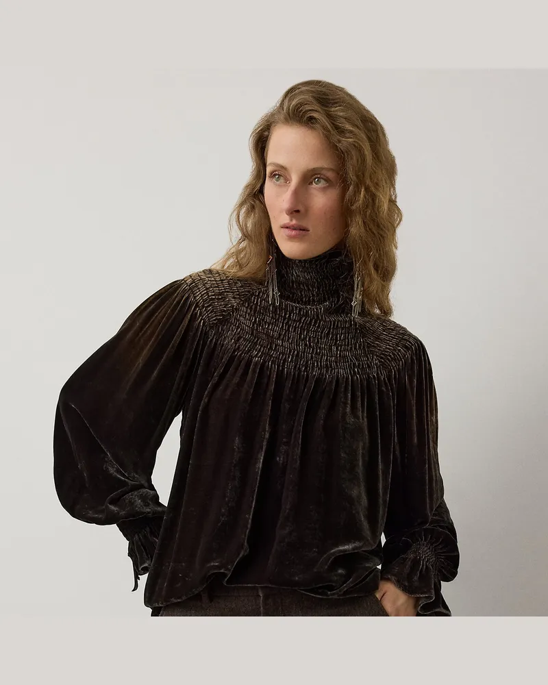 Ralph Lauren Samtbluse Maddison Brown