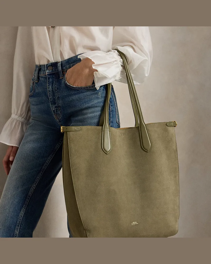 Ralph Lauren Vertikale Wildleder-Tragetasche Bellport Green