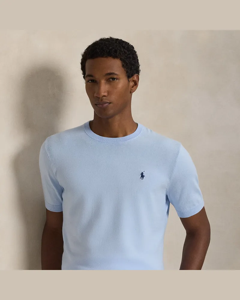 Ralph Lauren Rundhals-Kurzarmpullover aus Baumwolle Blue