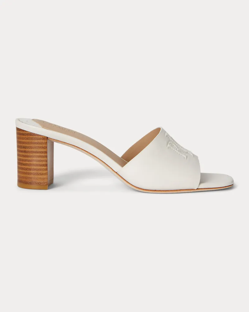Ralph Lauren Nappaleder-Sandale Everley White