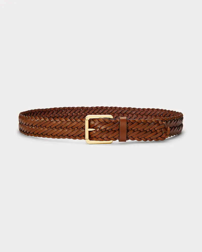 Ralph Lauren Geflochtener Vachetteledergürtel Brown