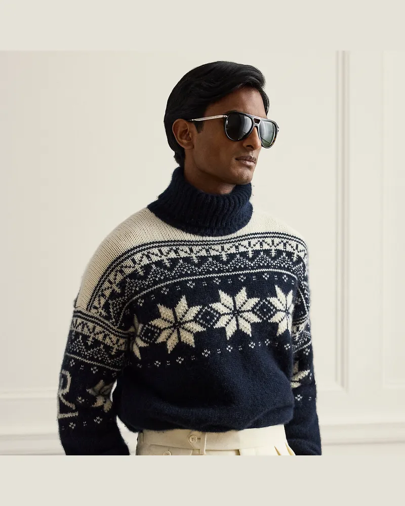 Ralph Lauren Kaschmir-Mohair-Rollkragenpullover Blue