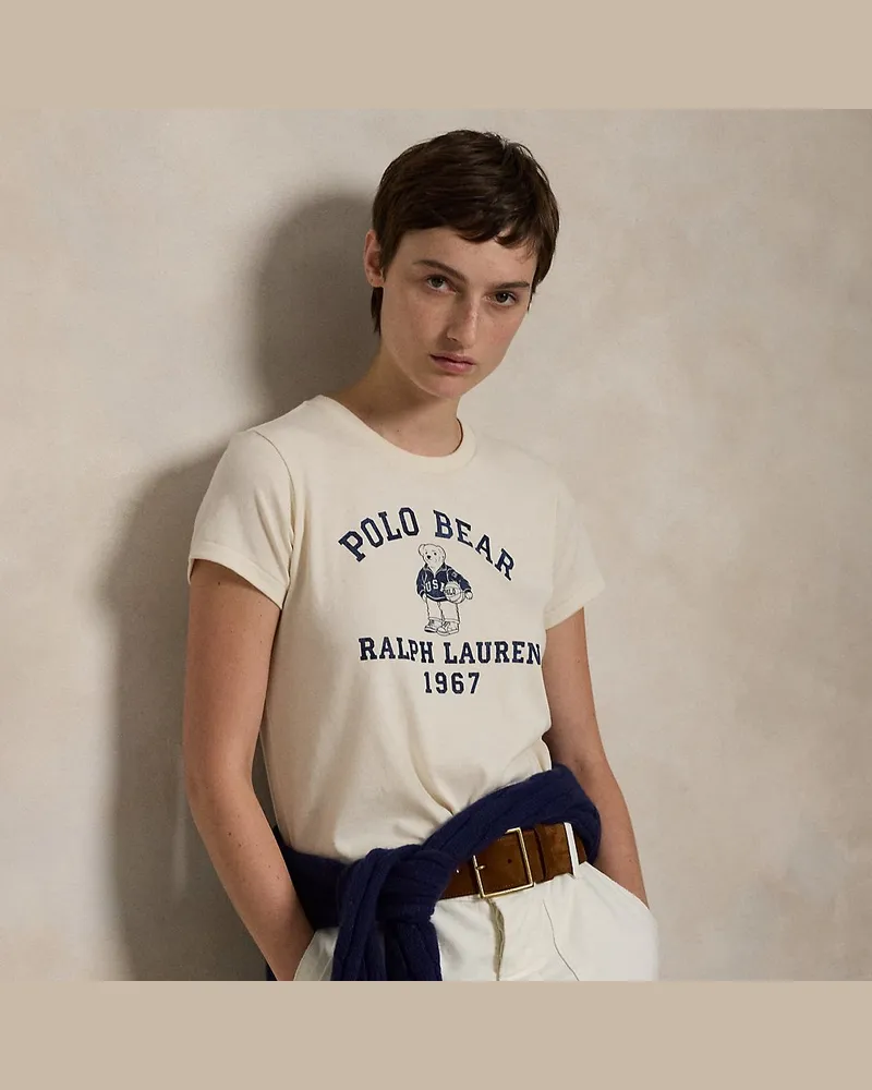 Ralph Lauren Baumwolljersey-T-Shirt mit Polo Bear White