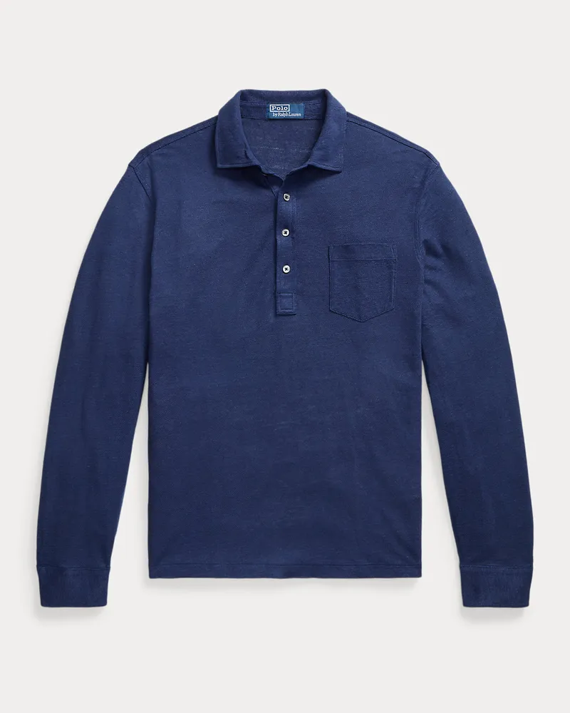 Ralph Lauren Poloshirt aus Leinen-Piqué Blue
