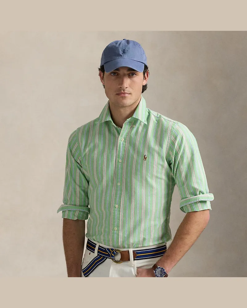 Ralph Lauren Gestreiftes Custom-Fit Oxfordhemd Green