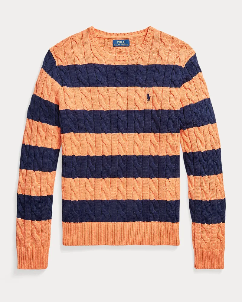 Ralph Lauren Gestreifter Pullover mit Zopfmuster Orange