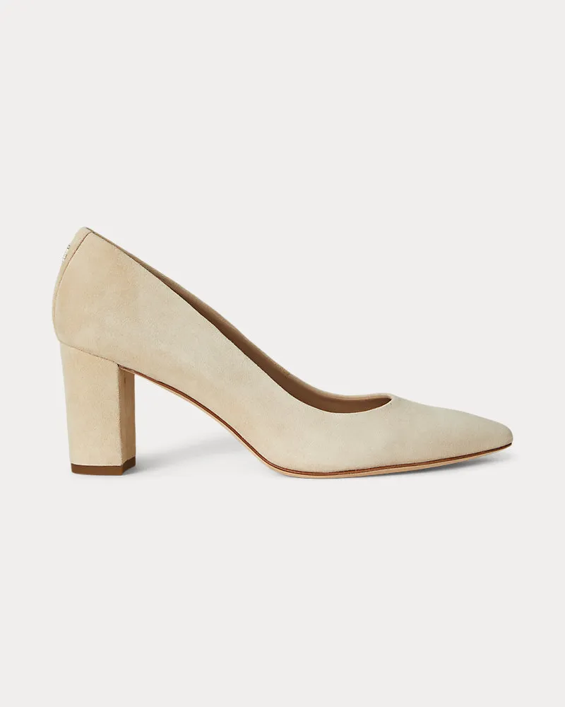 Ralph Lauren Wildlederpumps Lanette mit Blockabsatz Cream