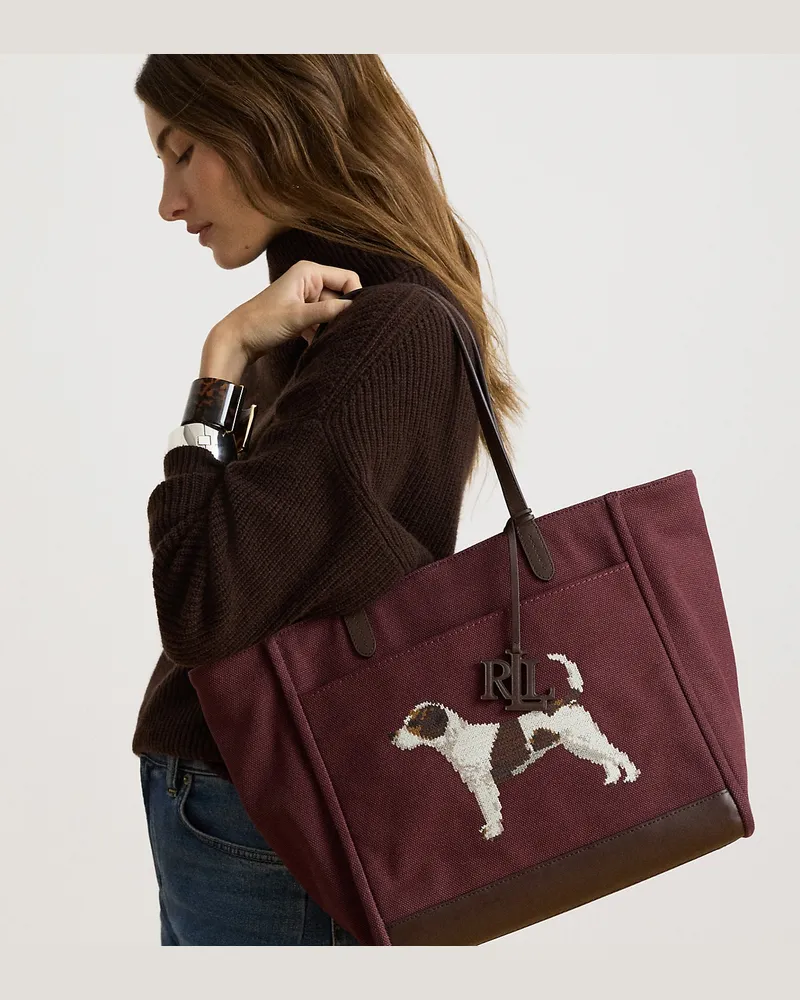 Ralph Lauren Tragetasche Cameryn mit Hundestickerei Purple