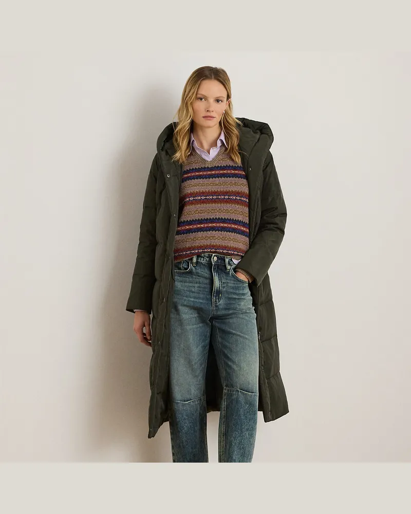 Ralph Lauren Daunen-Puffermantel mit Kapuze Green