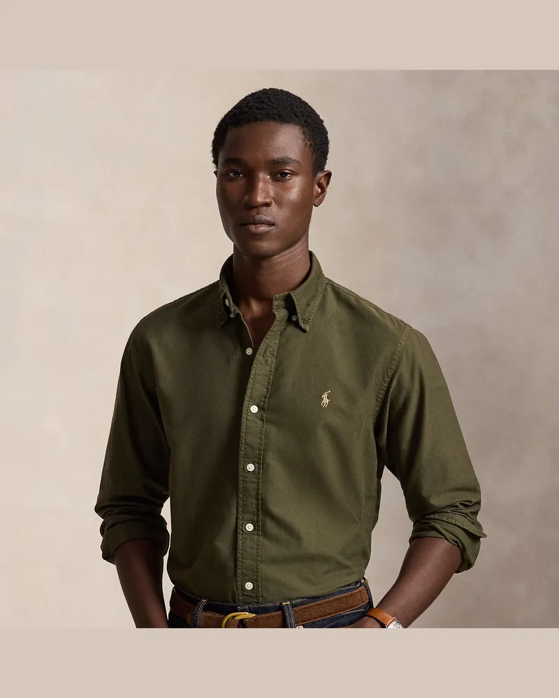 Ralph Lauren Gefärbtes Custom-Fit Oxfordhemd Green