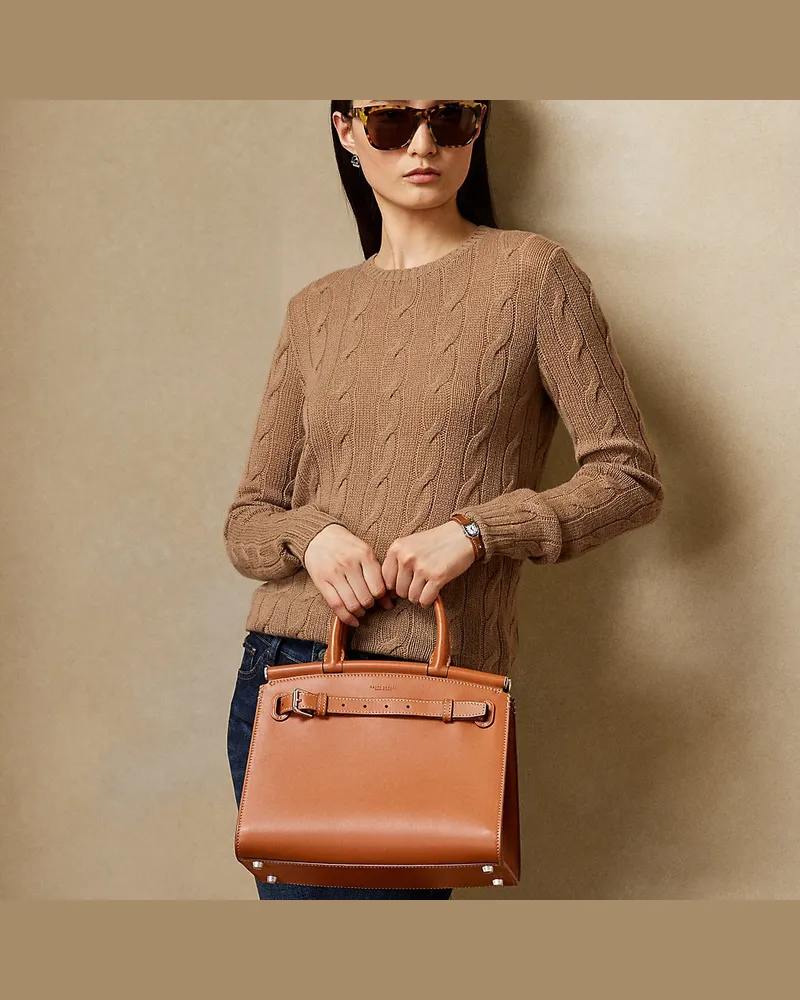 Ralph Lauren Mittelgroße Tasche RL50 aus Kalbsleder Gold