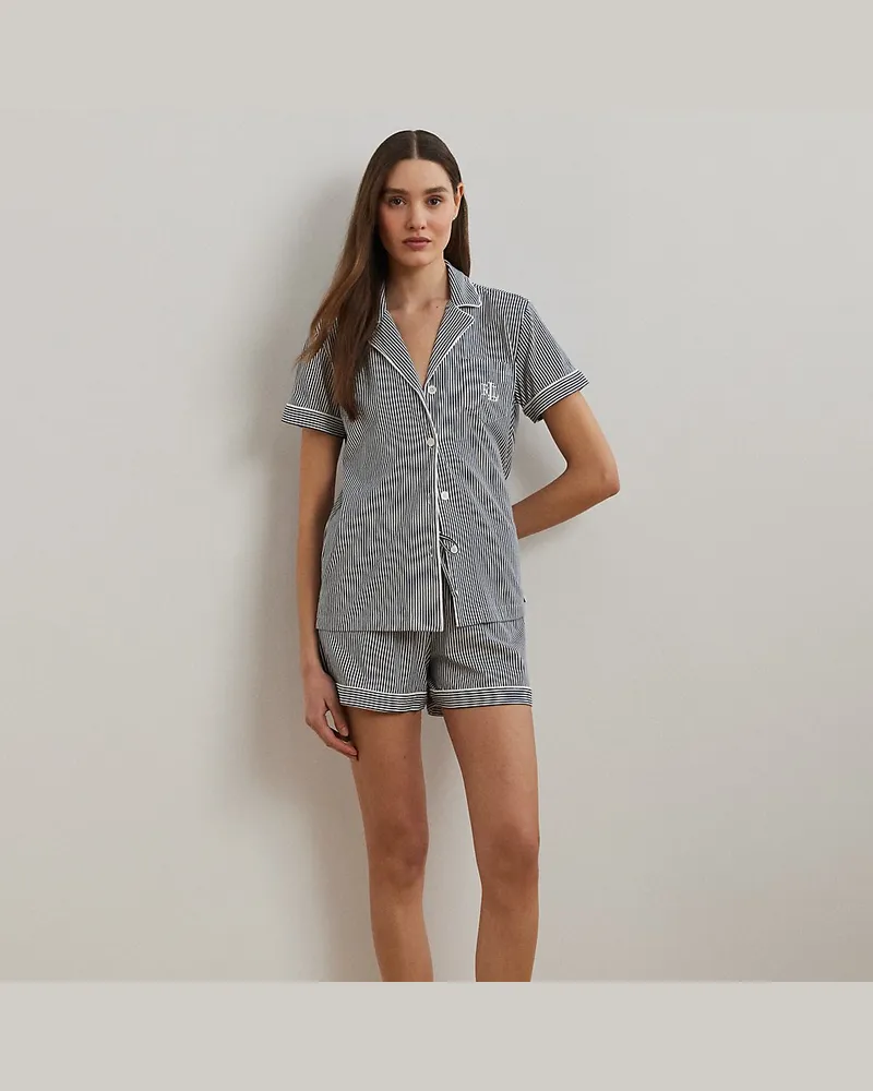 Ralph Lauren Gestreiftes Pyjama-Set mit Shorts Blue