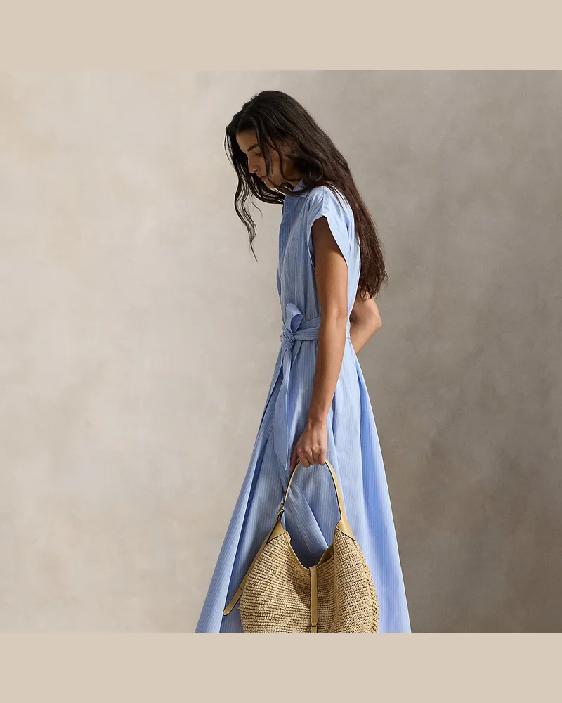 Ralph Lauren Gestreiftes Hemdkleid aus Baumwolle Blue