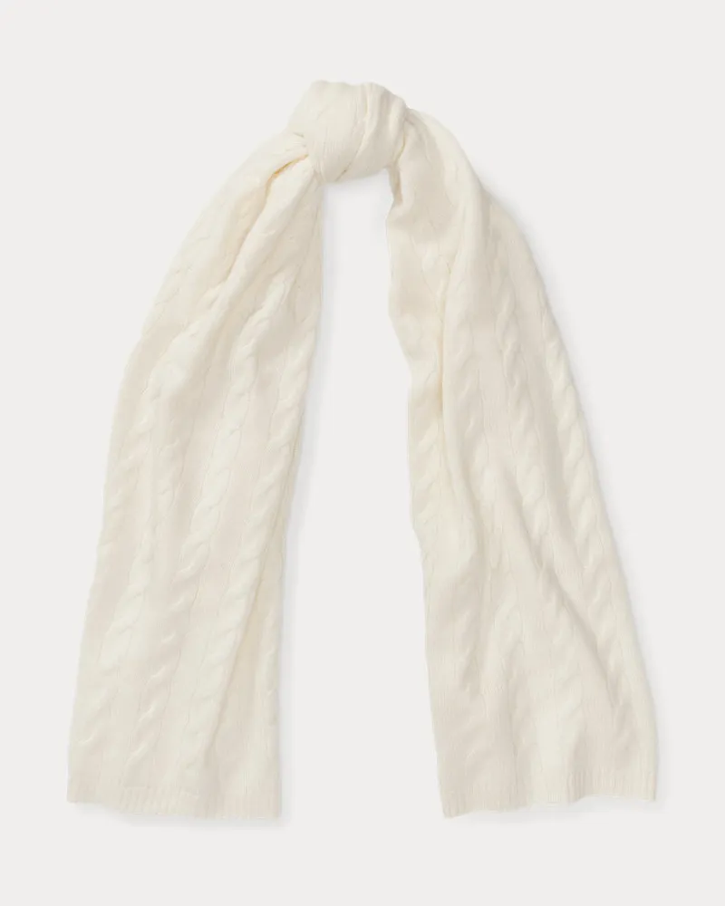 Ralph Lauren Kaschmirschal mit Zopfmuster Cream