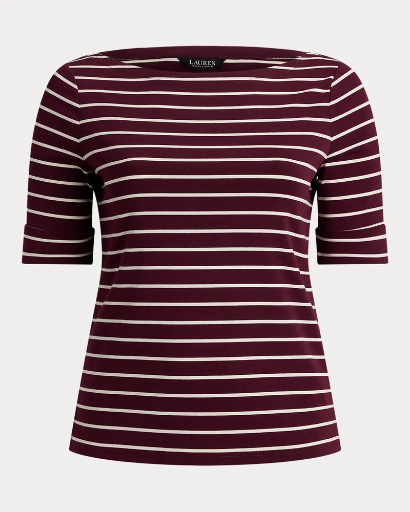 Ralph Lauren Plus Größen - Baumwoll-T-Shirt mit U-Boot-Ausschnitt Red