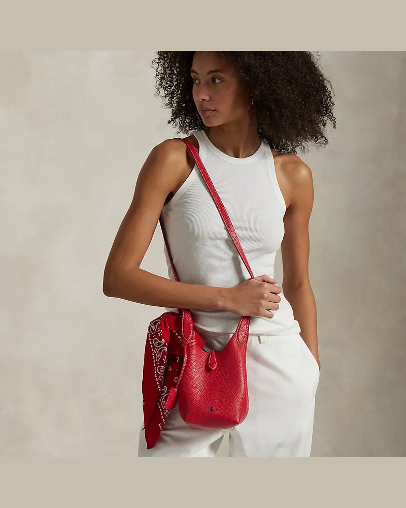 Ralph Lauren Kleine Umhängetasche Polo Play aus Leder Red