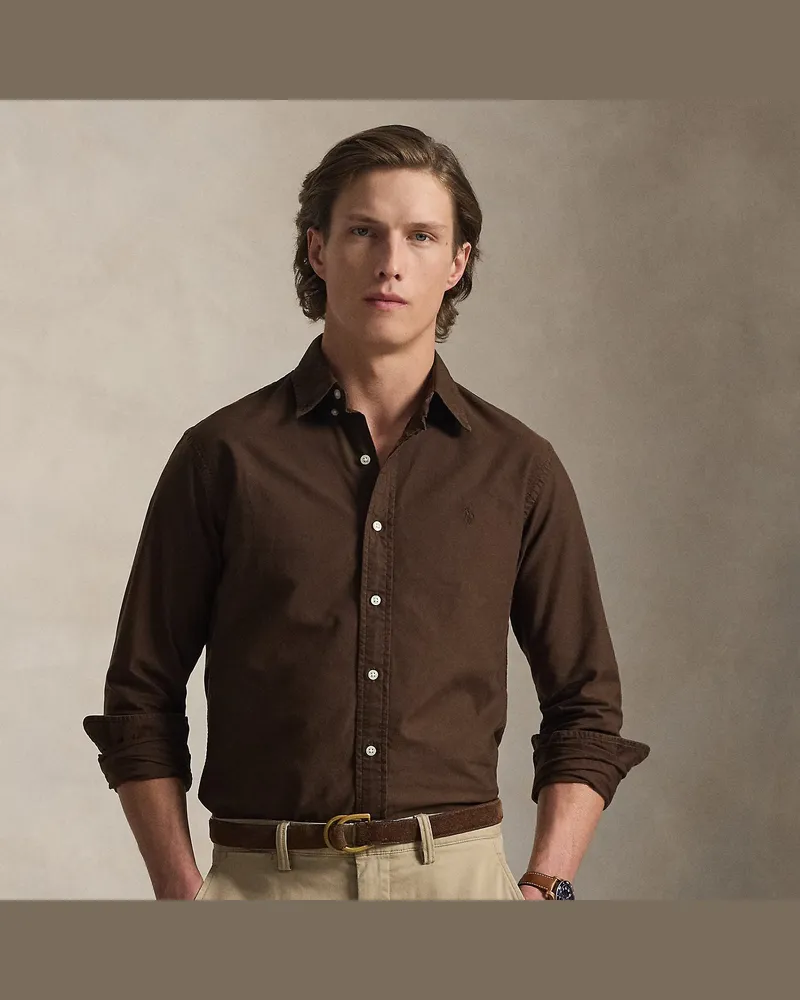 Ralph Lauren Gefärbtes Custom-Fit Oxfordhemd Brown