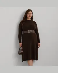 Ralph Lauren Plus Größen - Wool-Blend Long-Sleeve Sweater Dress Brown