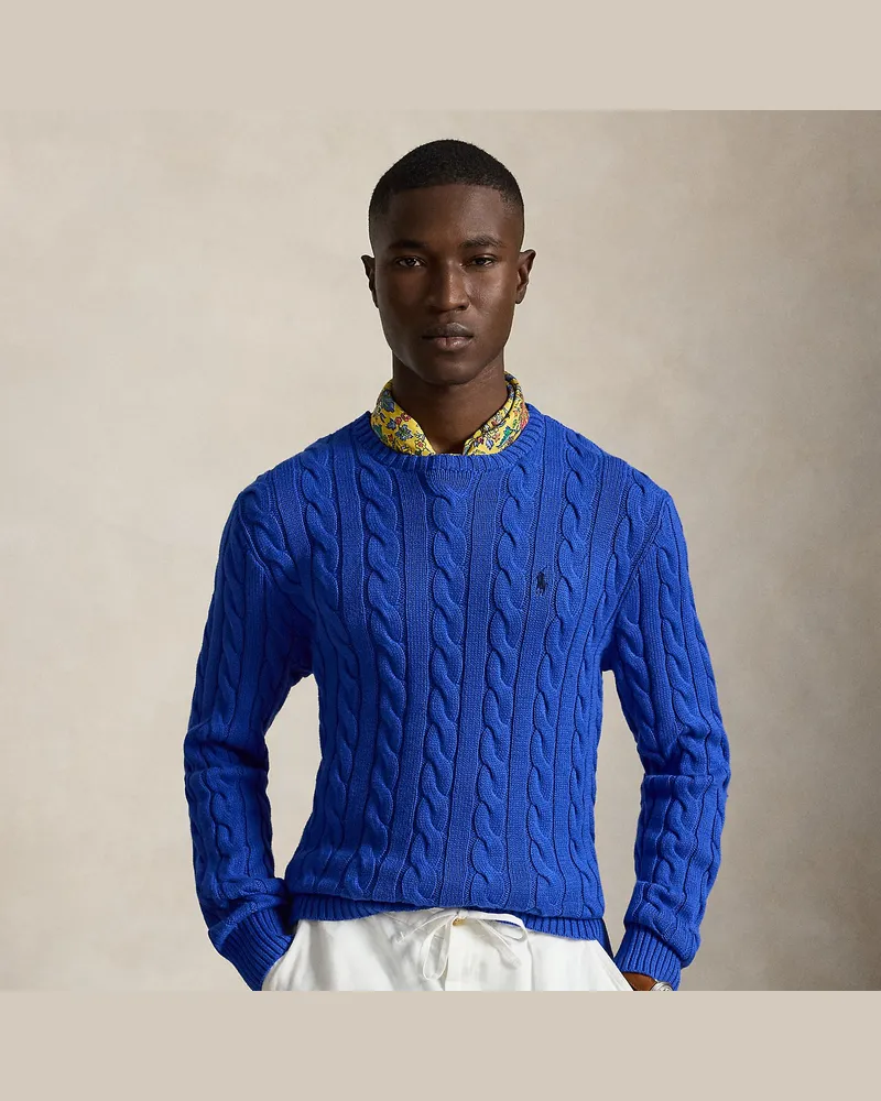 Ralph Lauren Baumwollpullover mit Zopfmuster Blue