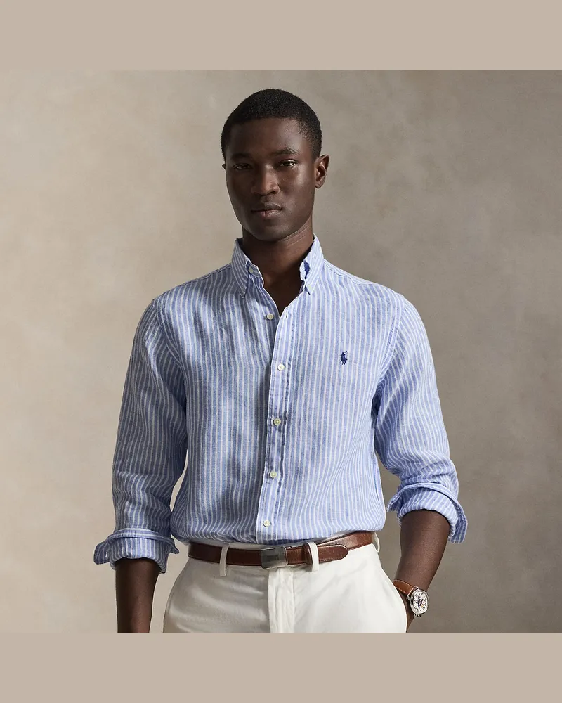Ralph Lauren Gestreiftes Custom-Fit Leinenhemd Multi