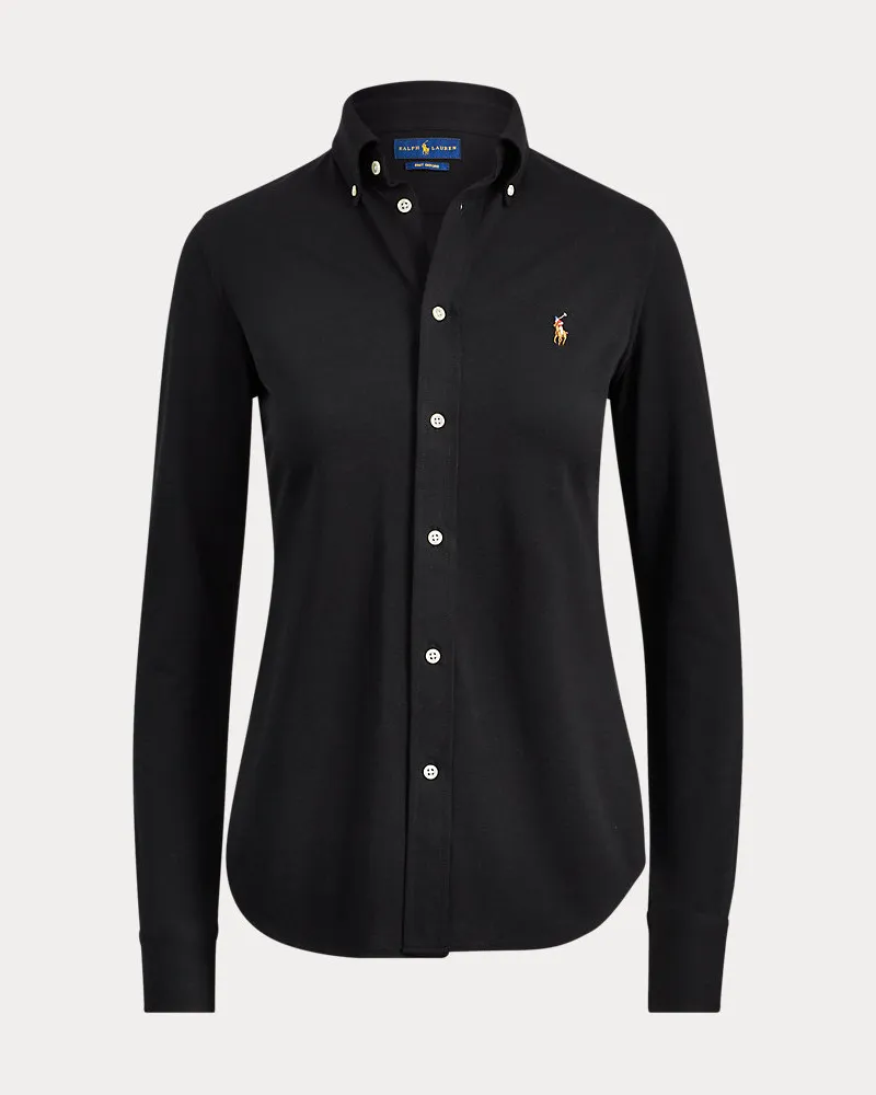 Ralph Lauren Slim-Fit Oxfordhemd aus Baumwollstrick Black