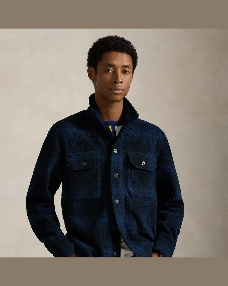 Ralph Lauren Karierte Hemdjacke aus Hochflor-Fleece Blue