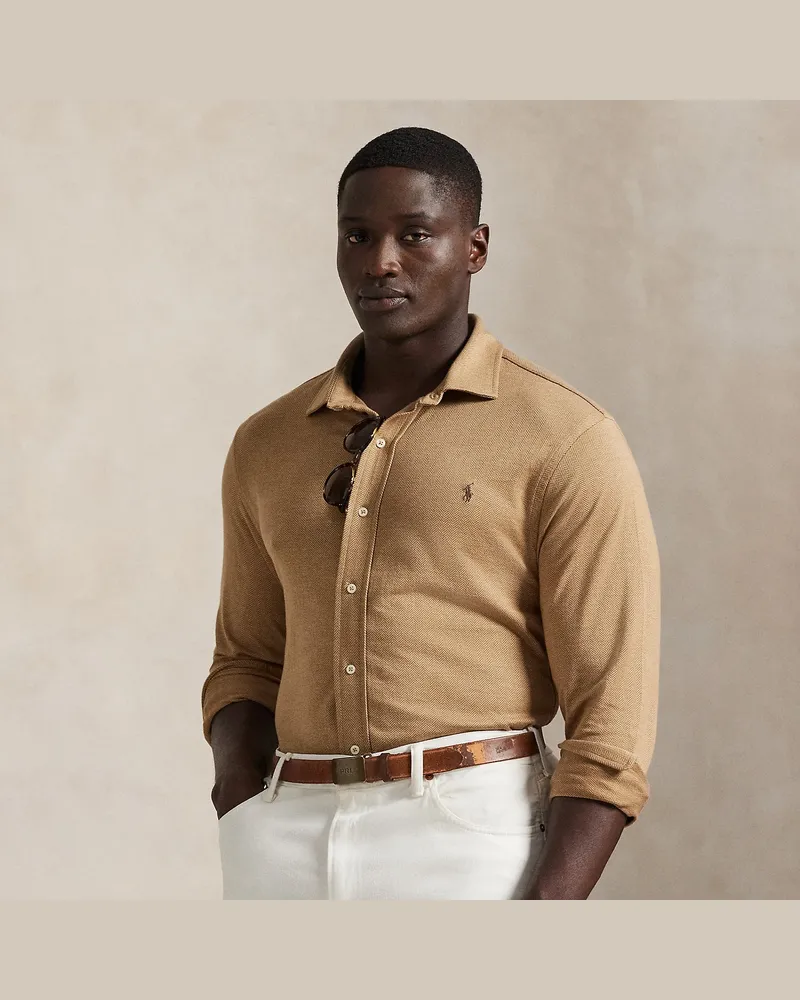 Ralph Lauren Große Größen - Fischgrat-Hemd mit gespreiztem Kragen Brown
