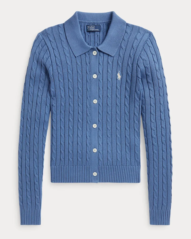 Ralph Lauren Baumwollstrickjacke mit Zopfmuster Blue