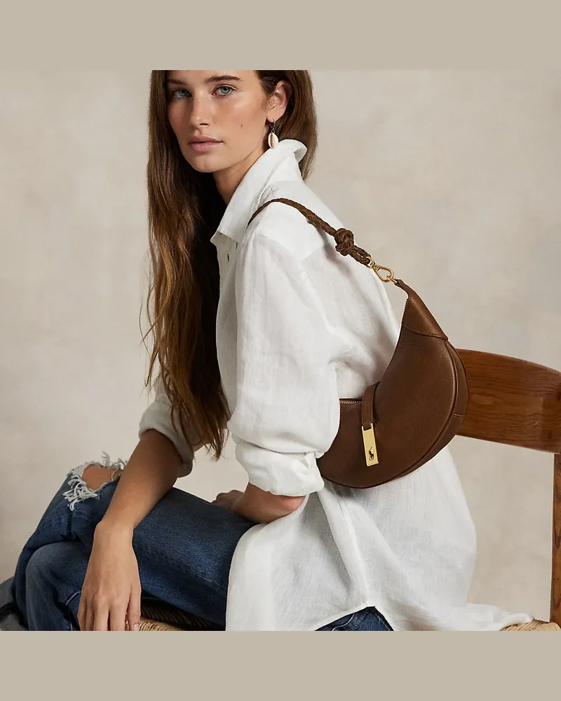 Ralph Lauren Mini-Schultertasche Polo ID aus Leder Brown