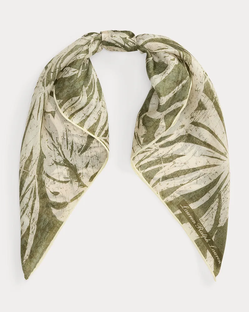 Ralph Lauren Quadratisches Seidentuch mit Palmwedeln Green