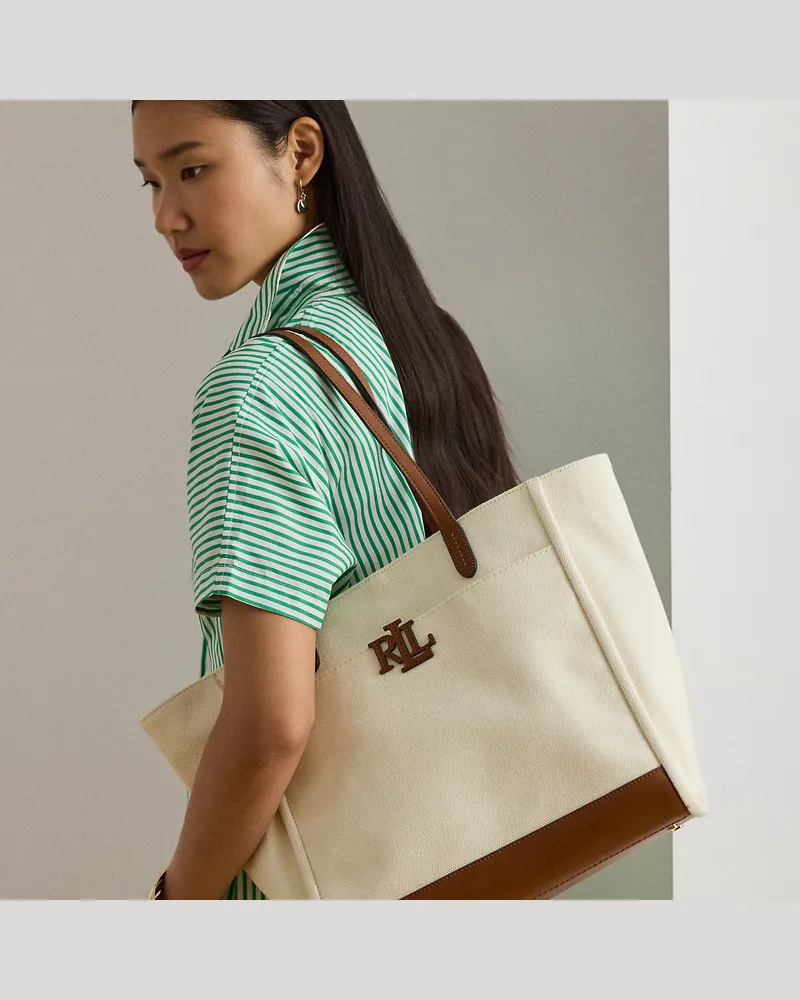 Ralph Lauren Große Segeltuch-Tragetasche Cameryn Cream