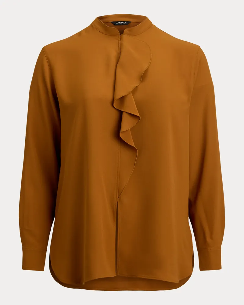 Ralph Lauren Plus Größen - Georgette-Tunika mit Rüschenbesatz Brown