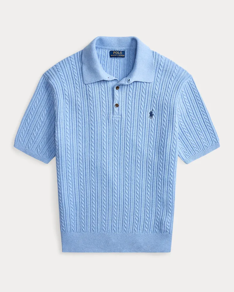 Ralph Lauren Pullover mit Polokragen und Zopfmuster Blue