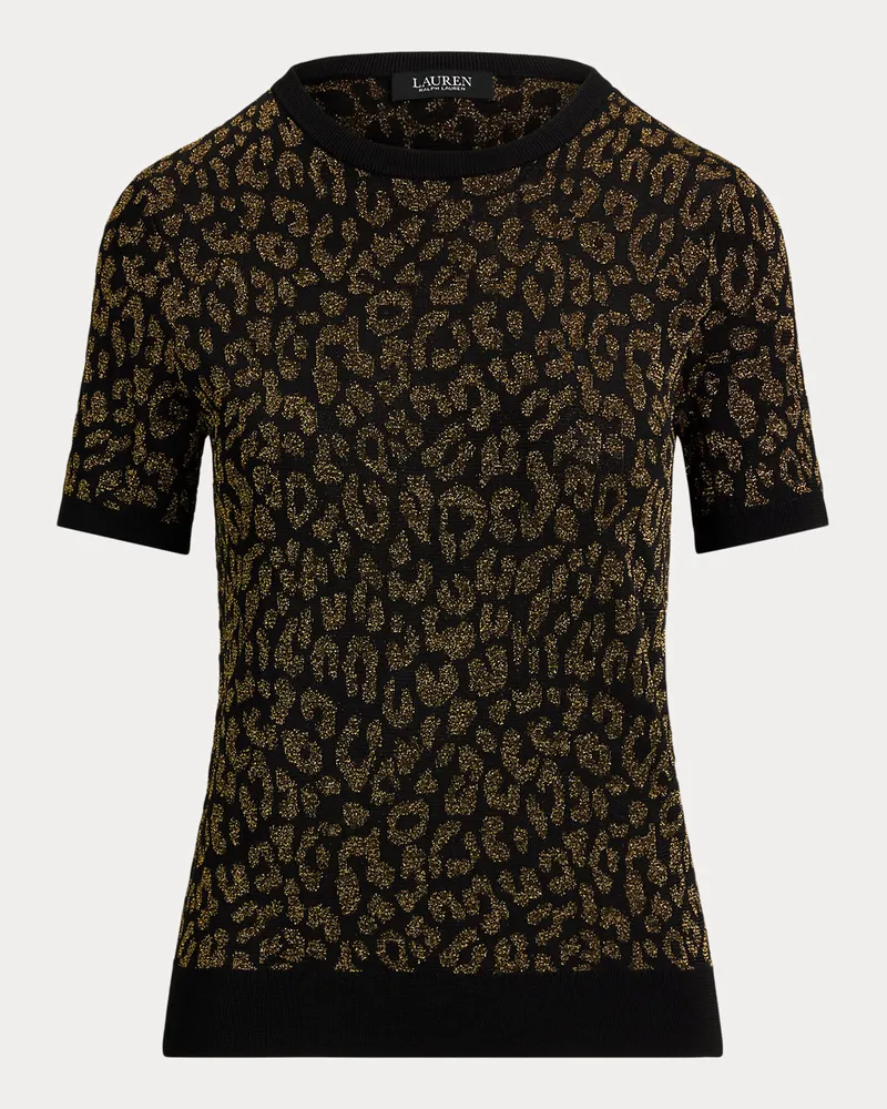 Ralph Lauren Metallic-Kurzarmpullover mit Motiv Black