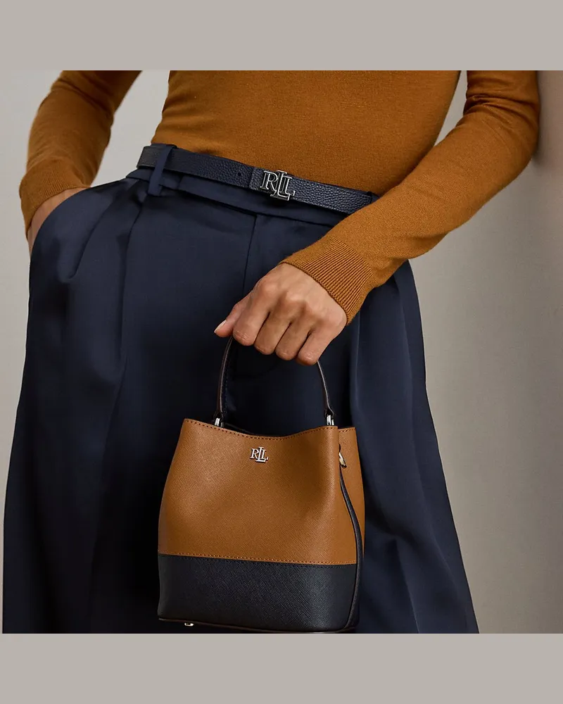 Ralph Lauren Kleine Beuteltasche Reese aus Leder Brown