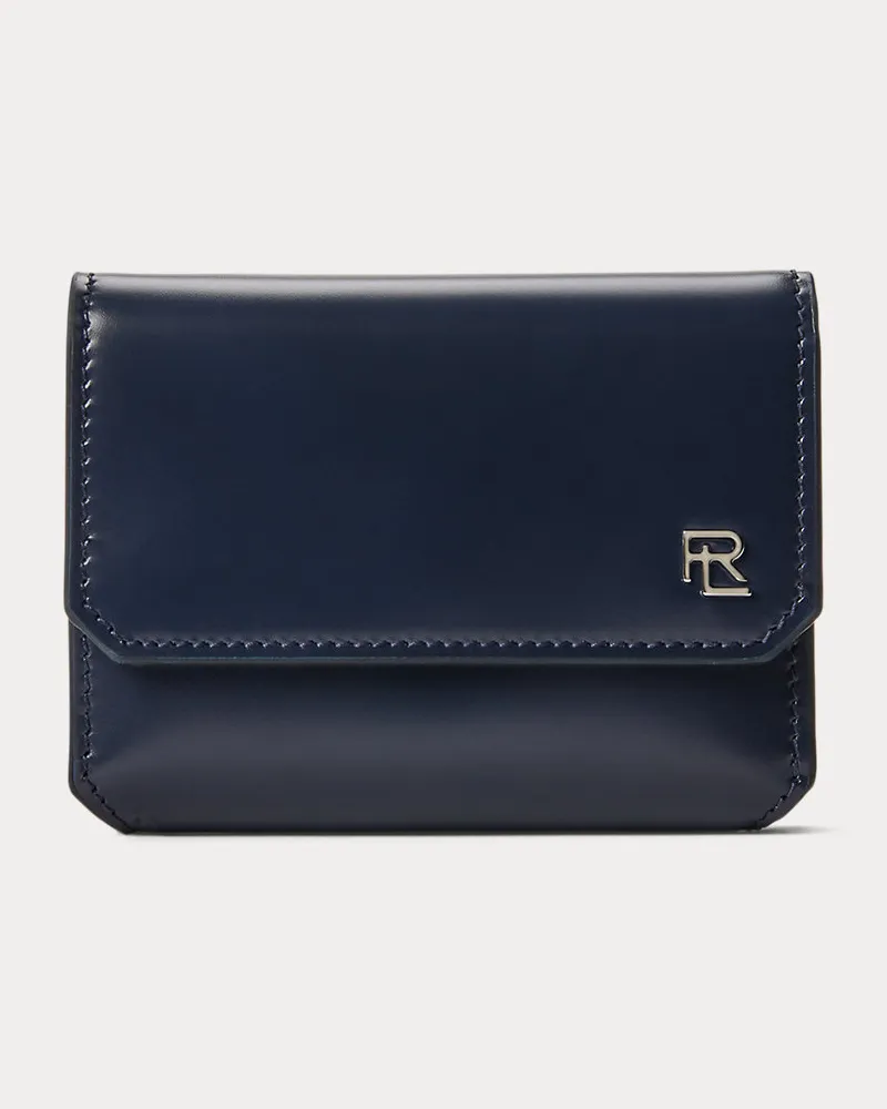 Ralph Lauren Kleine vertikale Kalbsleder-Geldbörse RL Blue
