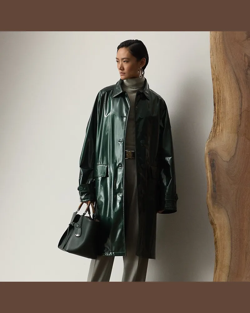 Ralph Lauren Balmacaan-Mantel Korrina aus Lackleder Green