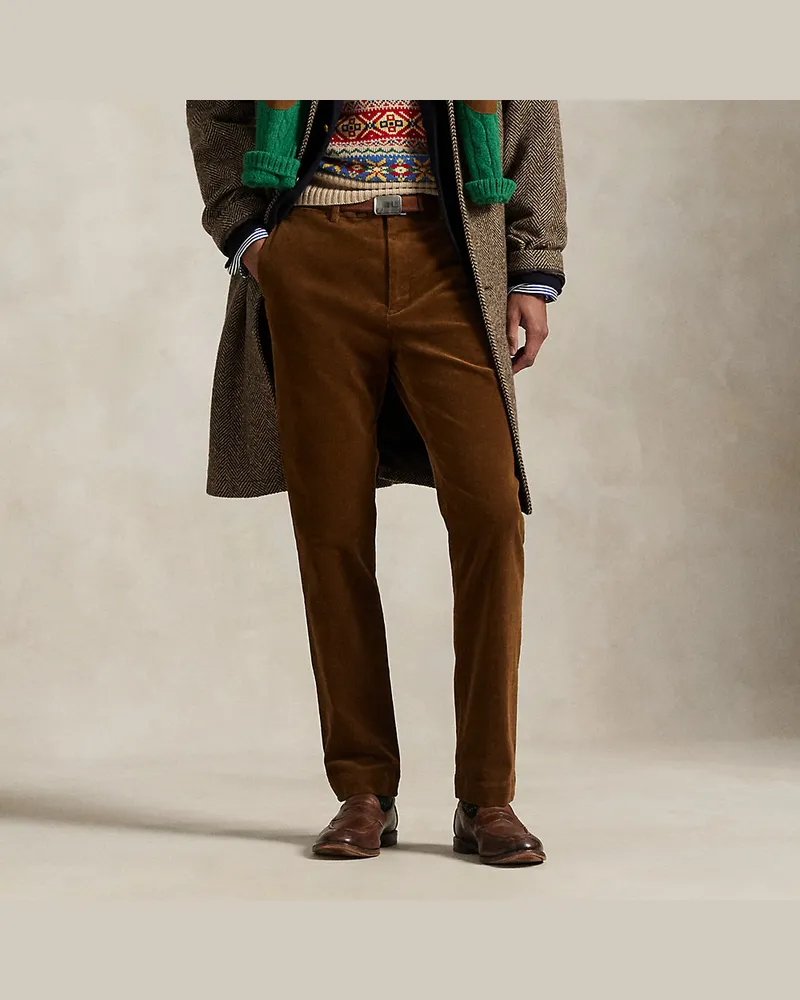 Ralph Lauren Andover-Slim-Fit Hose aus Kordsamt Brown