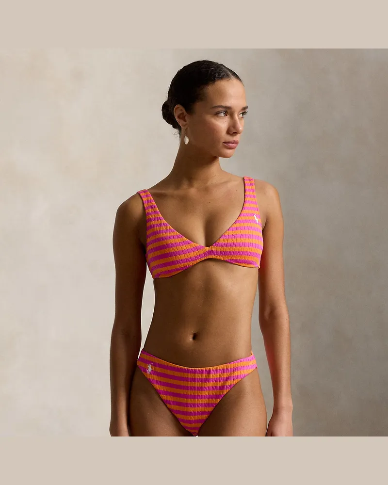 Ralph Lauren Gestreifte Bikinihose Pink