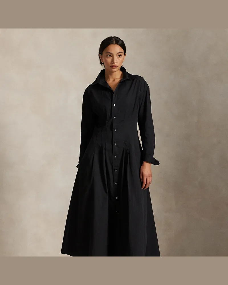 Ralph Lauren Hemdkleid aus Baumwolle mit Falten Black