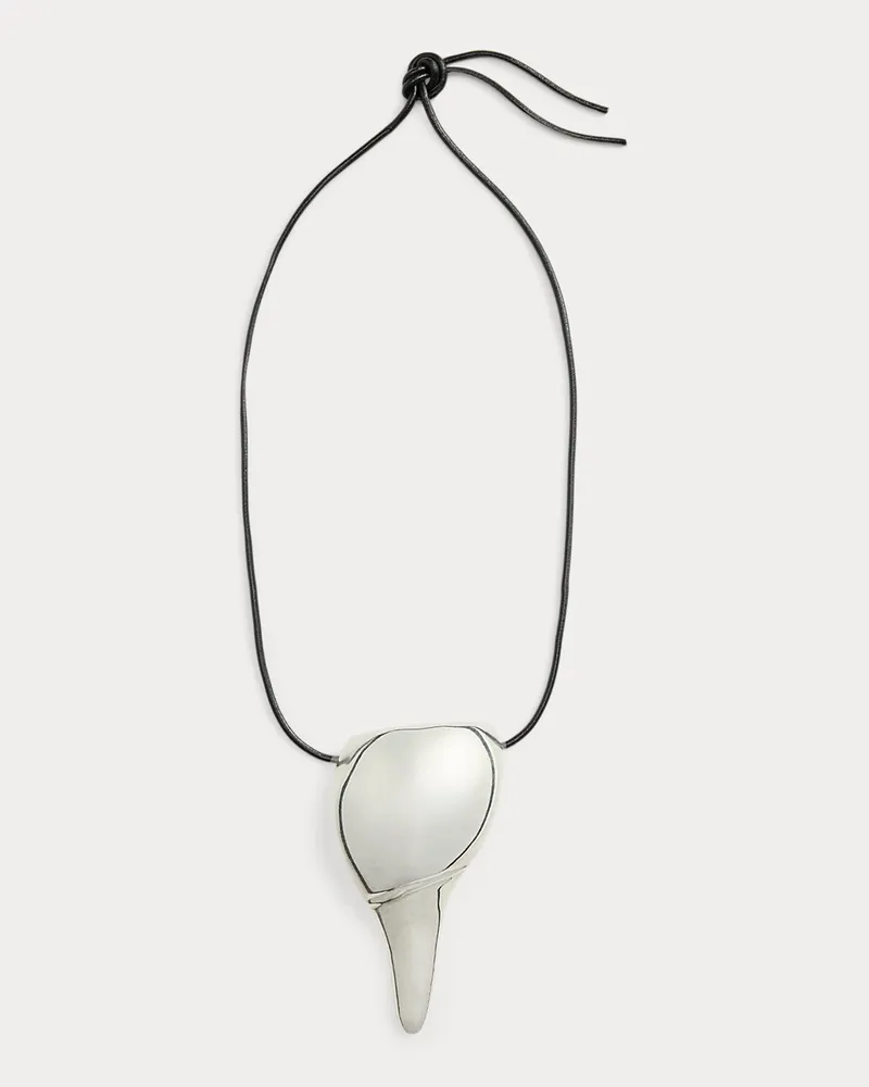 Ralph Lauren Silberfarbene Muschel-Anhänger-Halskette Grey