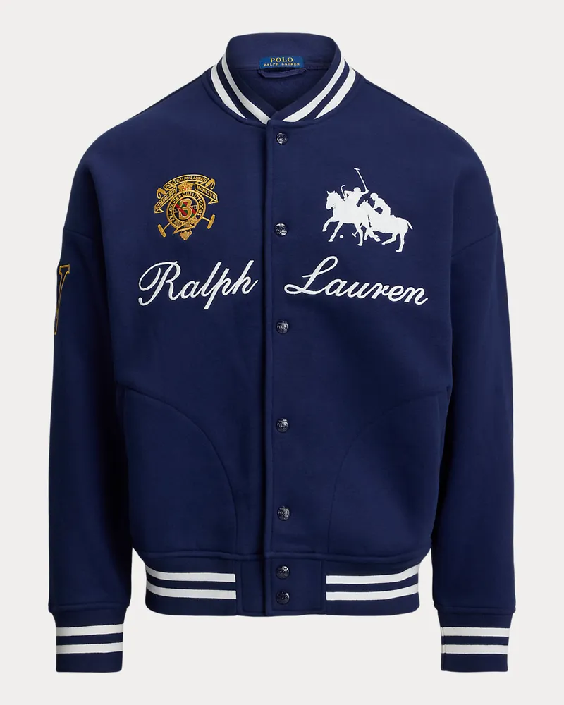 Ralph Lauren Schwere Fleece-Baseballjacke Blue