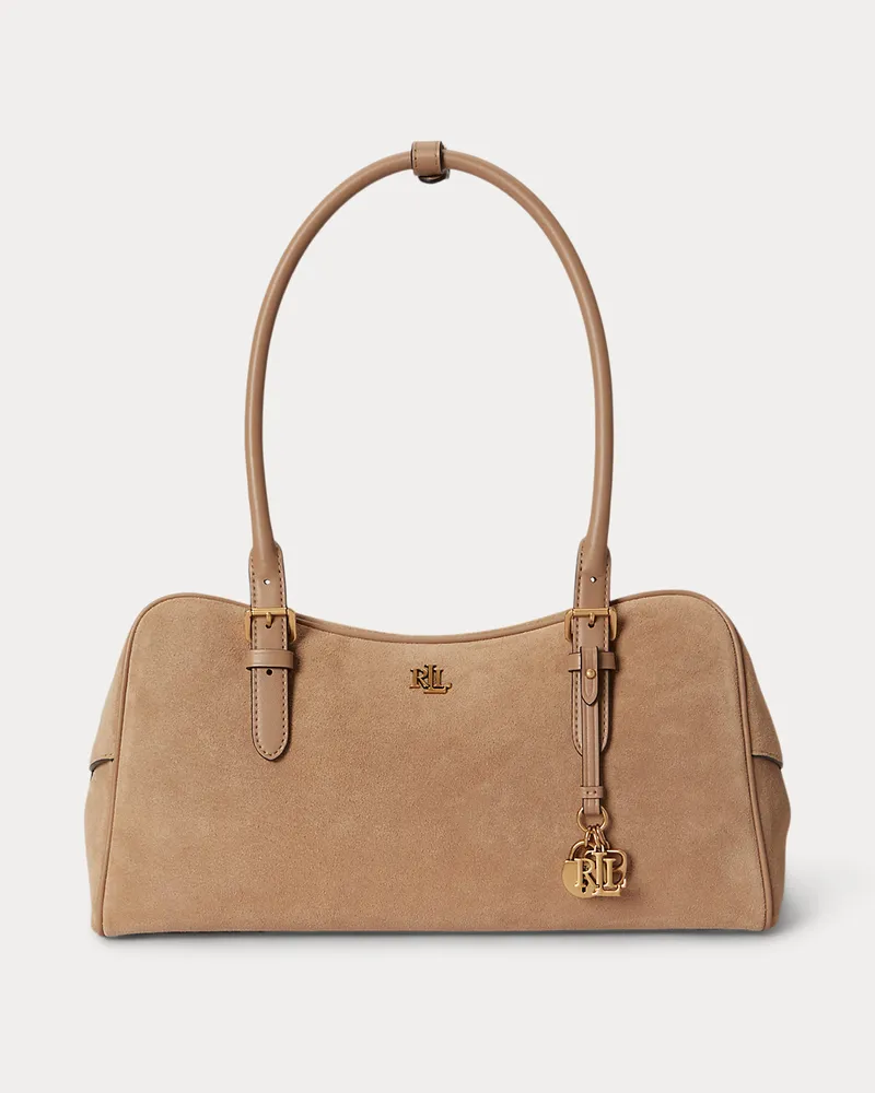 Ralph Lauren Große Umhängetasche Marcy aus Wildleder Brown