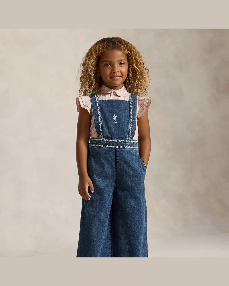 Ralph Lauren Denim-Jumpsuit mit Stickerei Blue